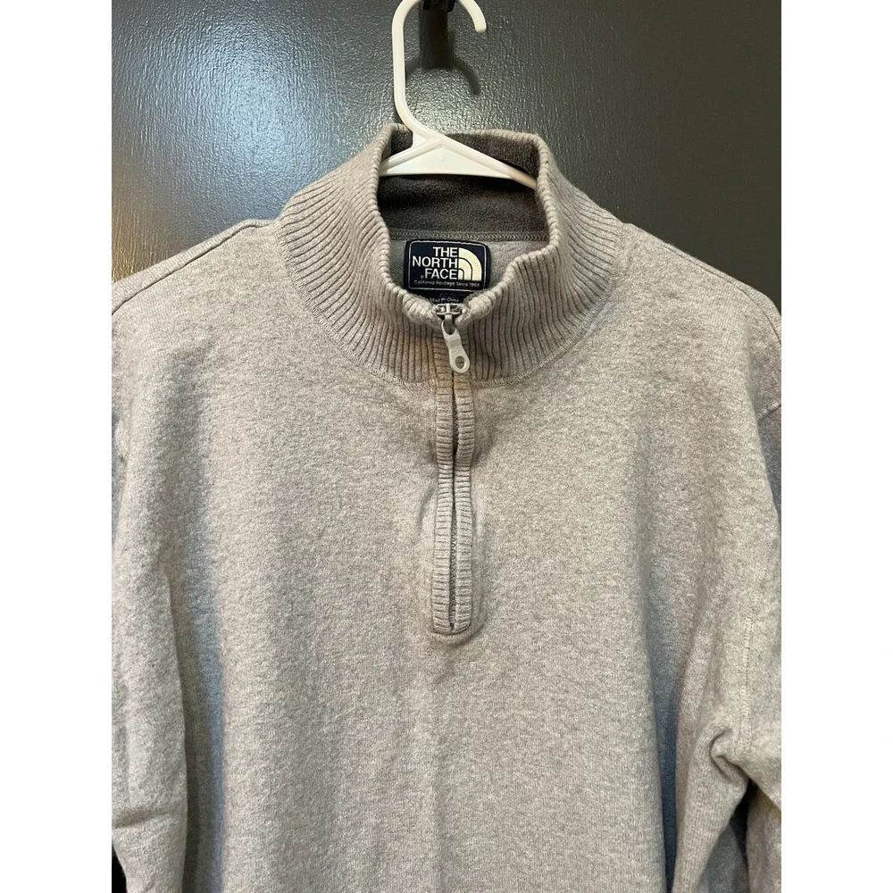 The North Face Men's XL Quarter Zip Pullover Sweater Gray Cotton Wool Blend
